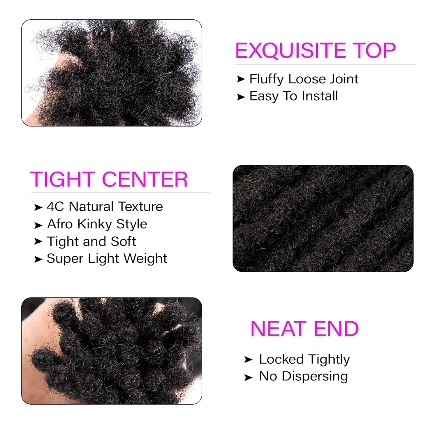 0.4 cm Width 12 Inch 30 Strands Human Hair Loc Extensions, Natural Black 100% Full Handmade Permanent Real Human Hair Dreadlock Extensions for Women/Men/Kids Can Be Dyed Bleached Curled Twisted