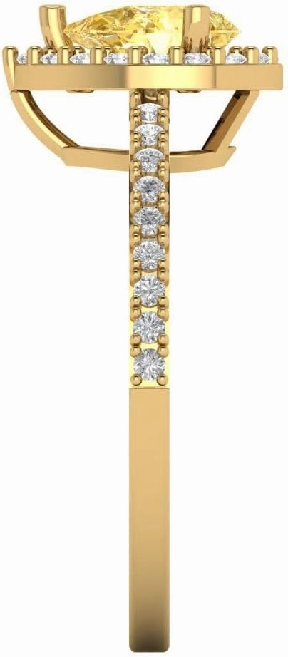 0.755 ctw Pear Cut Natural Citrine Solitaire with Accents Gemstone Statement Ring – Solid 14k Yellow Gold, November Birthstone, Personalized Fashion Jewelry Gift for Her