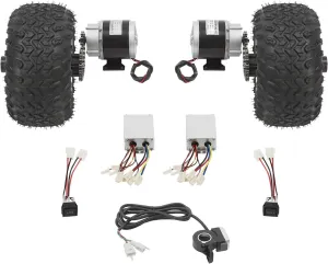 10 Inch Motor Drive Air Wheel Conversion Kit, Double Wheel Set for Electrical Beach Scooter, Wheel Kit for Electric Cart Scooter, Thumb Throttle w/Battery Indicator Lights & Button Switch (36V 350W)