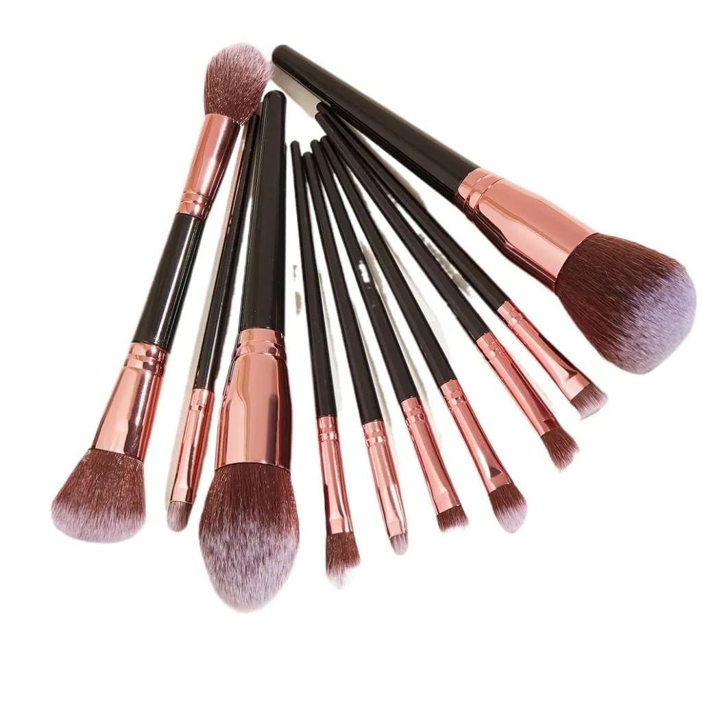 10 pieces of black makeup brush set, super large, including foundation make-up brush, double brush
