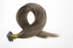 100Strands AAAAAAA Nano Ring Tip Straight Remy Human Hair Extensions (20" 0.5g/s, Chestnut Brown)