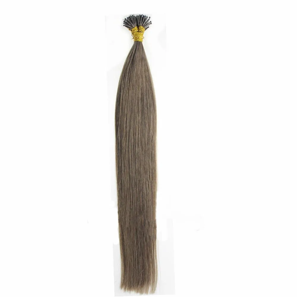 100Strands AAAAAAA Nano Ring Tip Straight Remy Human Hair Extensions (20" 0.5g/s, Chestnut Brown)