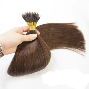 100Strands AAAAAAA Nano Ring Tip Straight Remy Human Hair Extensions (20" 0.5g/s, Dark Brown)