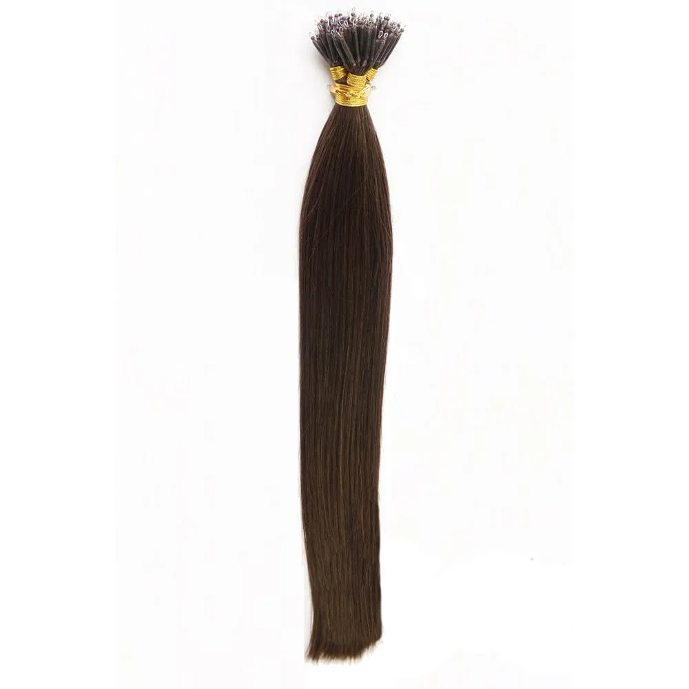 100Strands AAAAAAA Nano Ring Tip Straight Remy Human Hair Extensions (20" 0.5g/s, Dark Brown)
