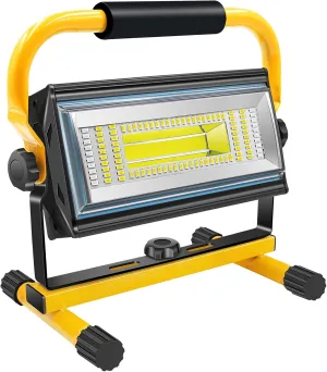 100W COB Rechargeable Work Light, 7000LM Cordless LED Work Lights, Waterproof Portable Flood Light with Stand for Outdoor Camping, Hiking, Garage, Car Repairing, Workshop Job Site Lighting