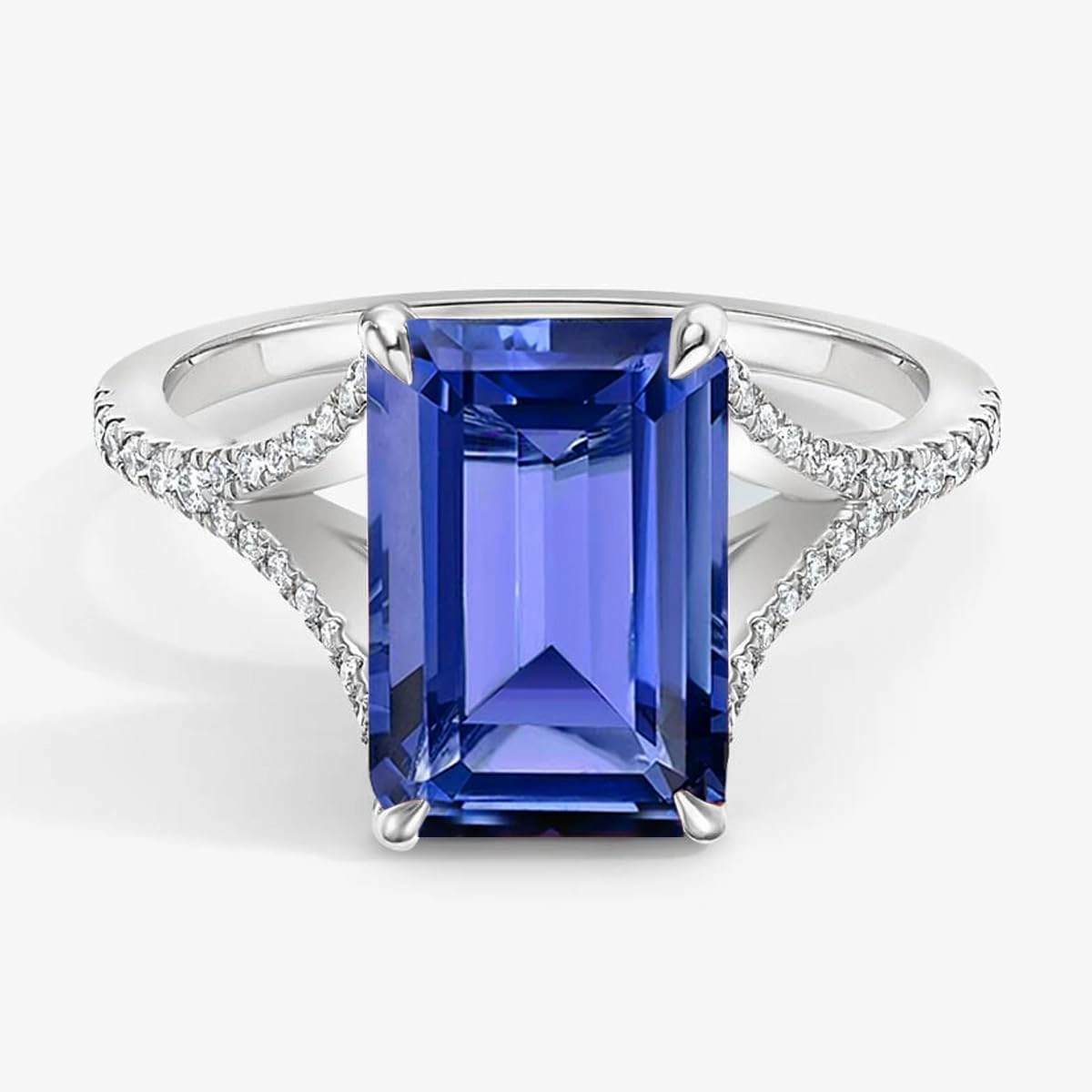 10K/14K/18K Solid Gold 4-10CT Lab-Grown Blue Sapphire Cocktail Ring for Women Round/Oval/Emerald-Cut Royal Blue Sapphire Statement Anniversary Engagement Wedding Rings for Her Wife Size 4~12