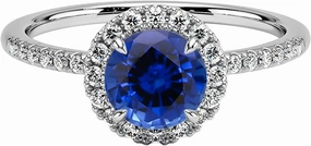 10k Gold/14k Gold/18k Gold/925 Sterling Silver 1-1/5 ct.tw. Natural Sapphire Diamond Engagement Ring for Women, Real Gold Natural Round-Cut Sapphire Diamond Engagement Ring, Size 3-14