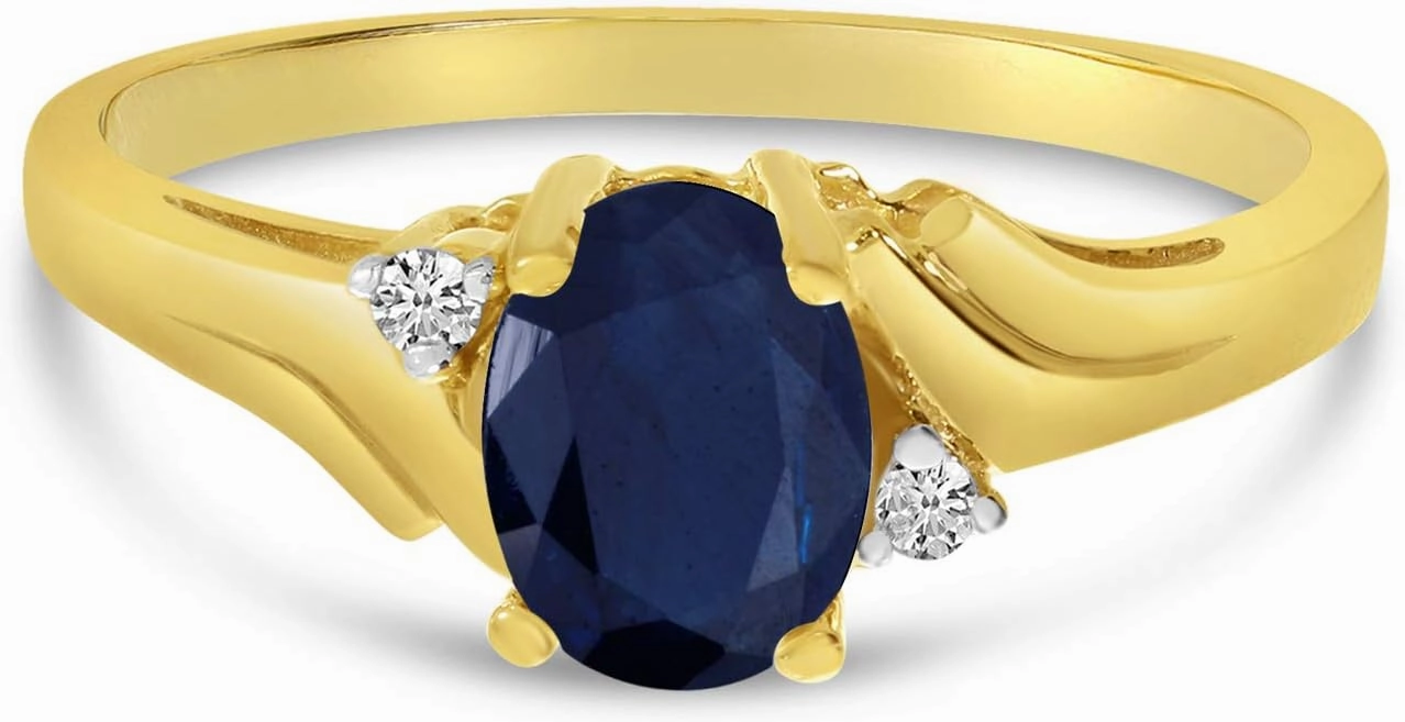 10k Yellow Gold Oval Sapphire And Diamond Ring