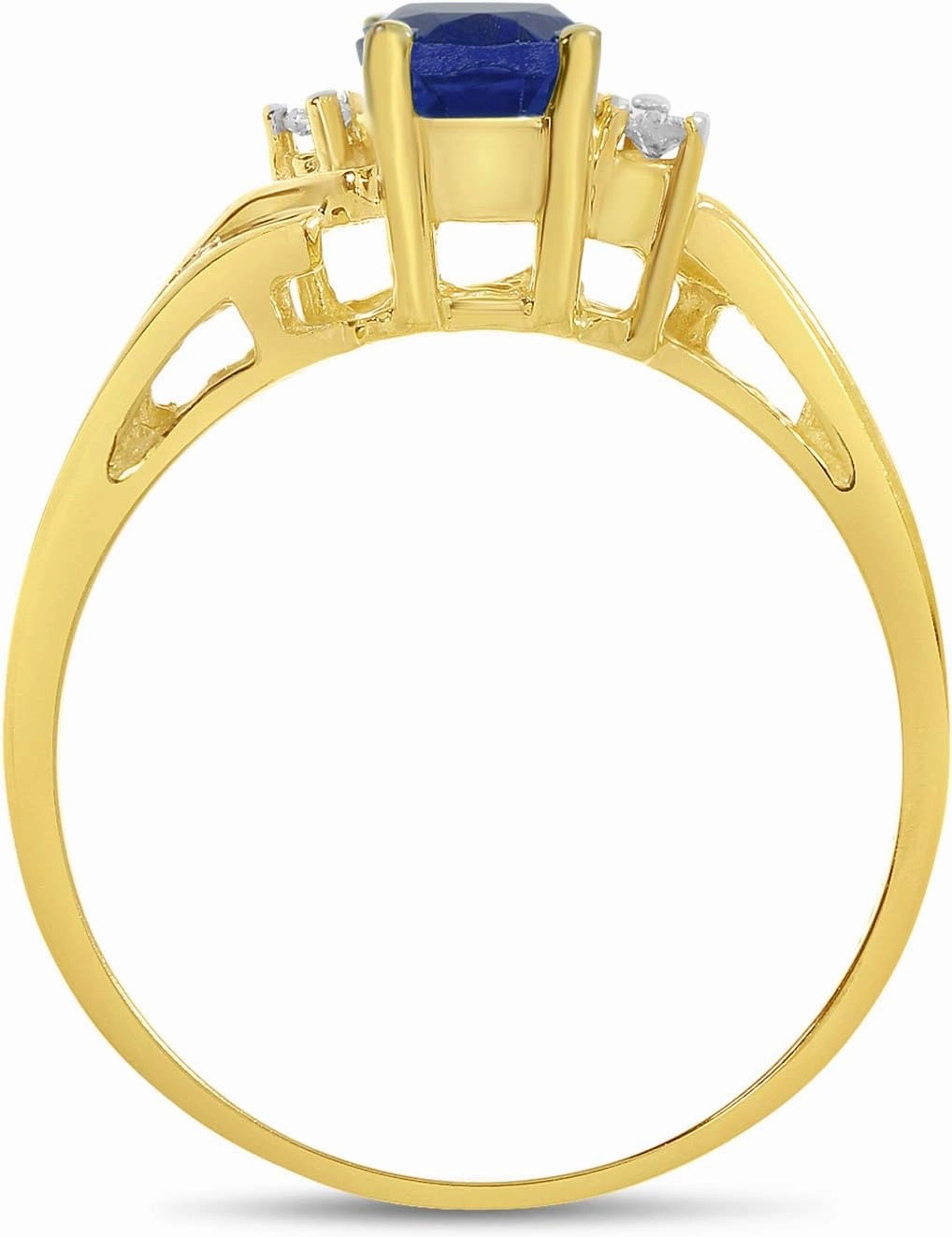 10k Yellow Gold Oval Sapphire And Diamond Ring