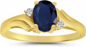 10k Yellow Gold Oval Sapphire And Diamond Ring