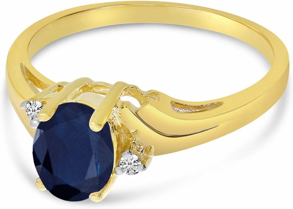 10k Yellow Gold Oval Sapphire And Diamond Ring