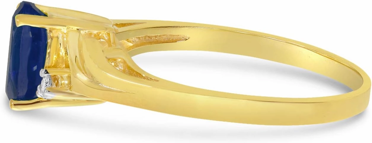 10k Yellow Gold Oval Sapphire And Diamond Ring