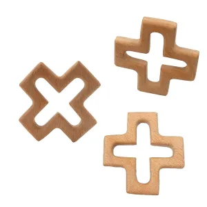 10pcs Natural Wooden Cross Teether Pendant Pure Natural Beech Wood Animal Shape Teething Toys for Handmade Home Decoration Crafts (10 pcs)
