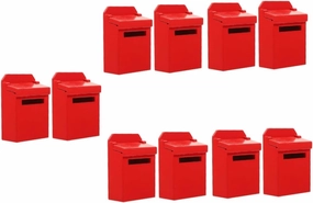 10pcs Mini Wooden Mailbox Model Landscape Dollhouse Mailbox Figurine Lifelike for Boys and Imaginative Play Decoration