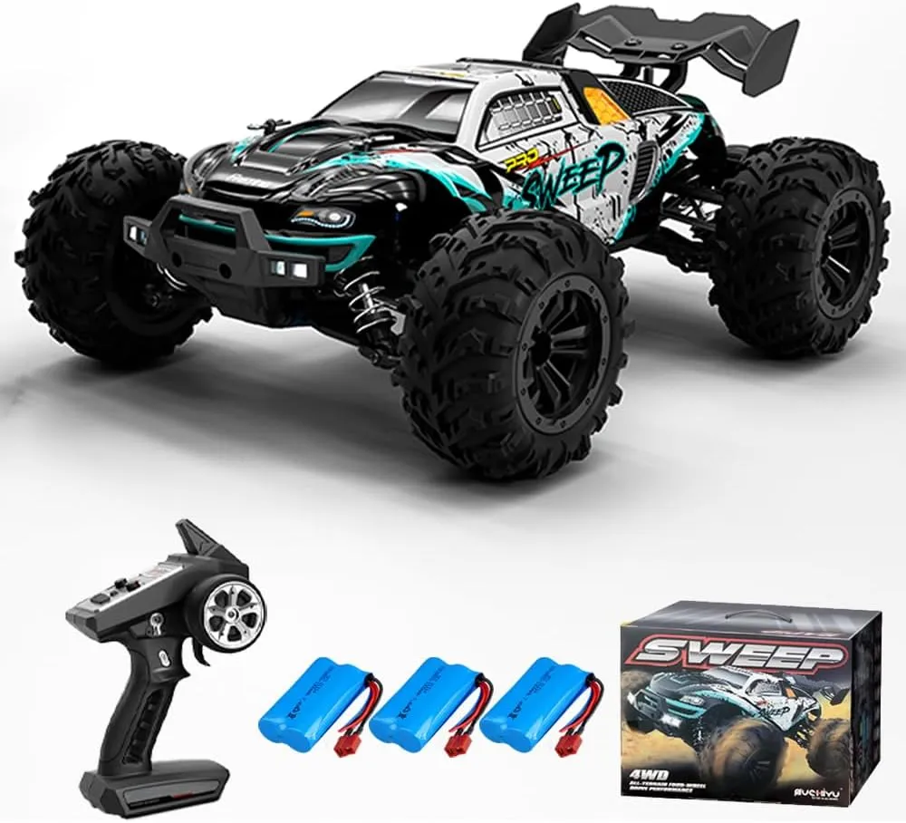 1/16 Fast RC Cars for Adults, Max 45mph Remote Control Car, Brushless Motor Electric Off Road RC Truck, 4WD High Speed Drift RC Car with 3 Lipo Batteries