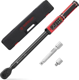 1/2-inch Digital Torque Wrench(3.8-250.8Ft.Lb/5.1-340Nm) ±1% Accuracy Digital Torque Wrench with Vibration, Buzzer,LED Notification and Five Units of Measure, for Car,Motorcycle Repair, DIY