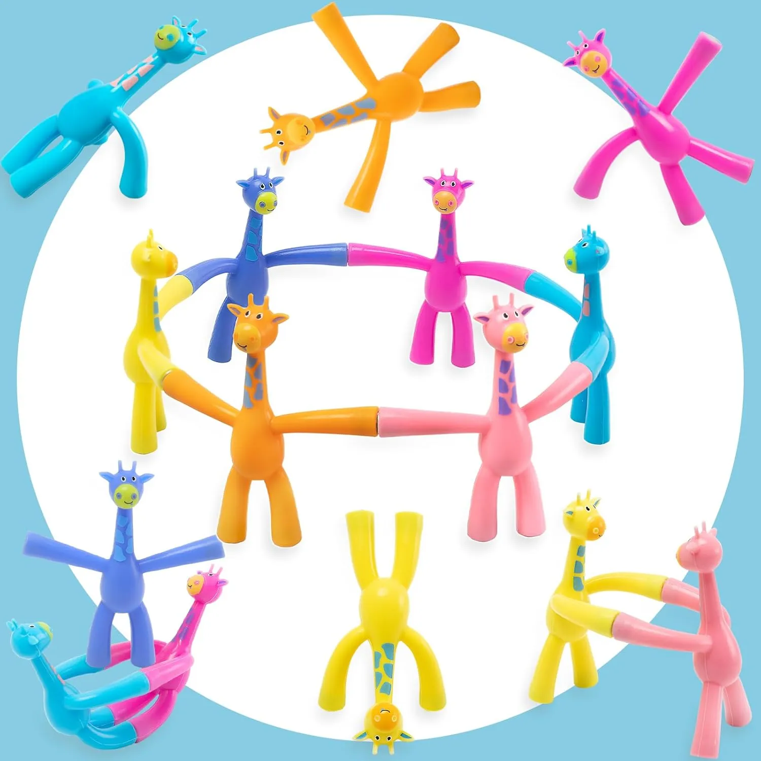 12 PCS Magnet Men Fidget Toys for Kids - Humanoid Magnetic People Toy Games, Cute Giraffe Fridge Office Magnets Educational Sensory Toys Fun Quiet Travel Toys Games for Classroom Boys(Solid Style)