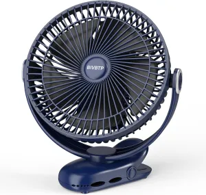 12000mAh Clip on Fan Rechargeable, 8in Battery Operated Portable Fan, Ultra Quiet Personal Fan with Strong Clamp for Golf Cart,Office Desk, Treadmill, Camping, Bedroom