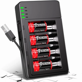 123A 3.7V Lithium Battery for Arlo,4 Pack Rechargeable Batteries and Arlo Charger,800mAh Rechargeable Batteries for Arlo Cameras VMC3030 VMK3200 VMS3330 3430 3530 and Flashlight Microphone