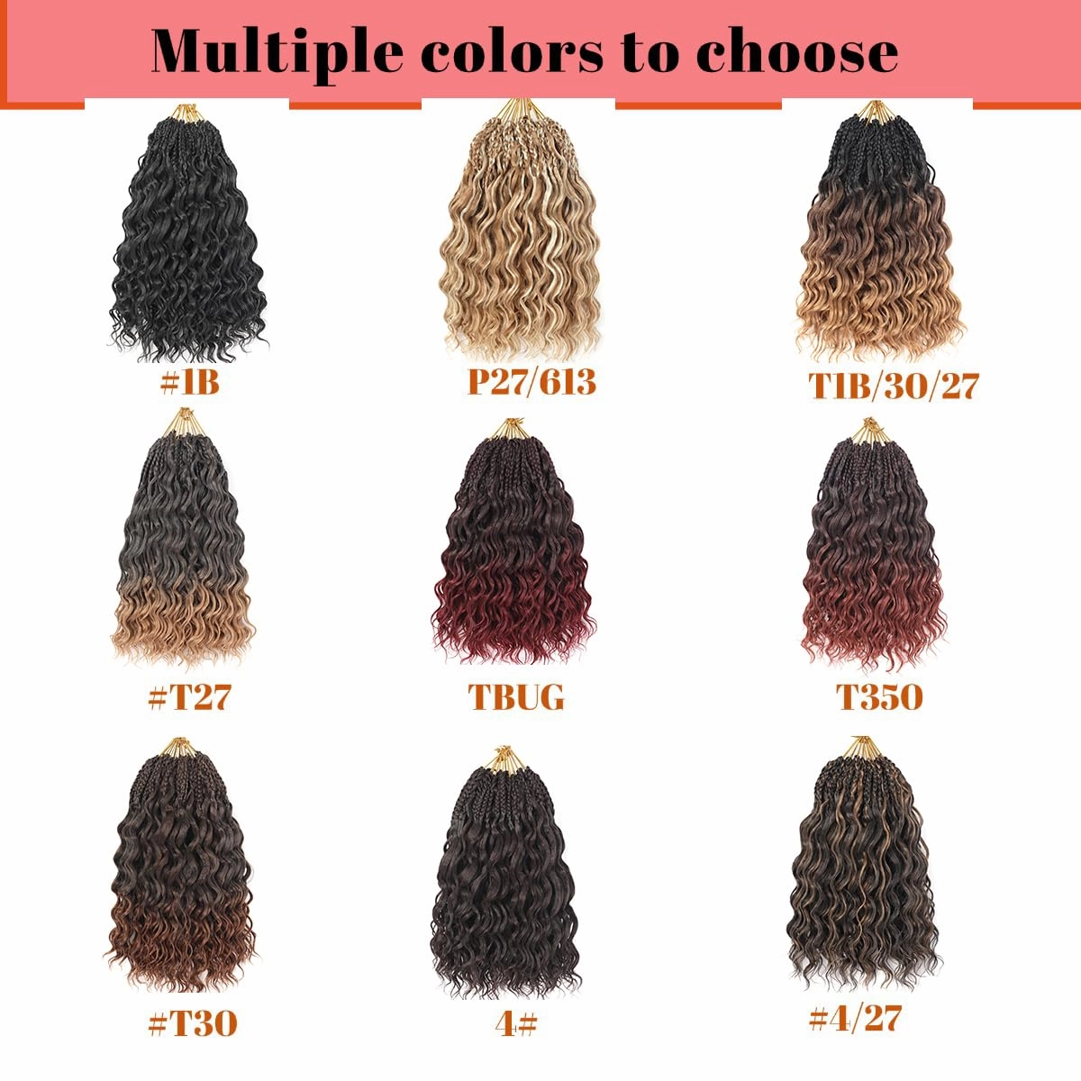 12 Inch Ocean Wave Crochet Hair 8 Packs - Synthetic Pre-Looped Deep Wavy Curly Braiding Hair for Black Women, Boho Style Hair Extensions (12inch,1B/BUG - 8 Packs)