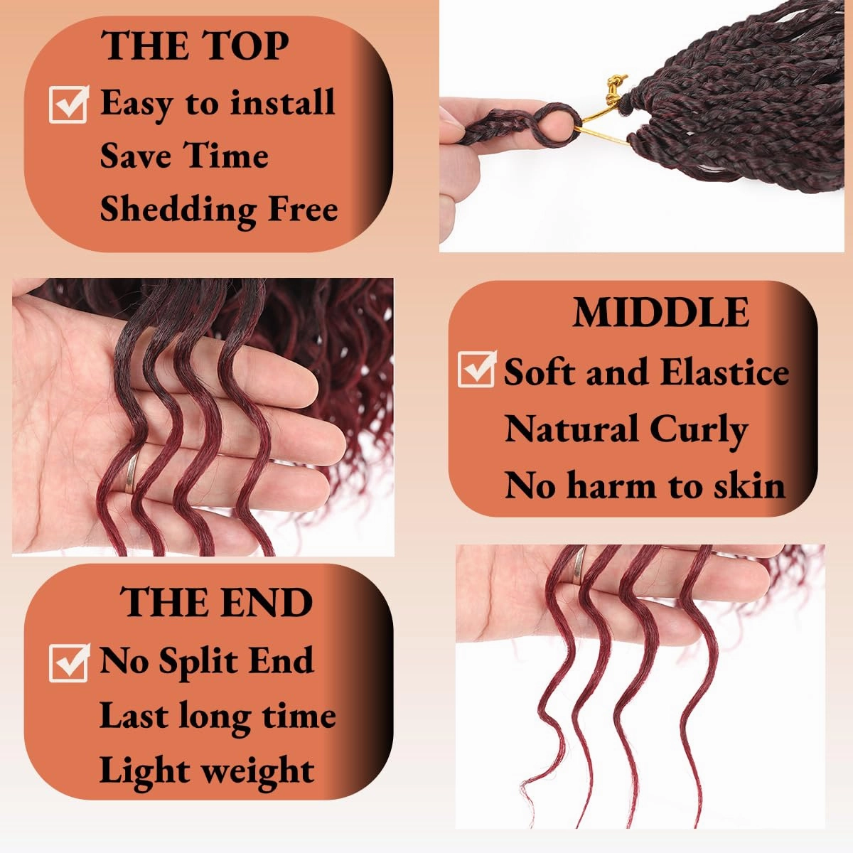 12 Inch Ocean Wave Crochet Hair 8 Packs - Synthetic Pre-Looped Deep Wavy Curly Braiding Hair for Black Women, Boho Style Hair Extensions (12inch,1B/BUG - 8 Packs)