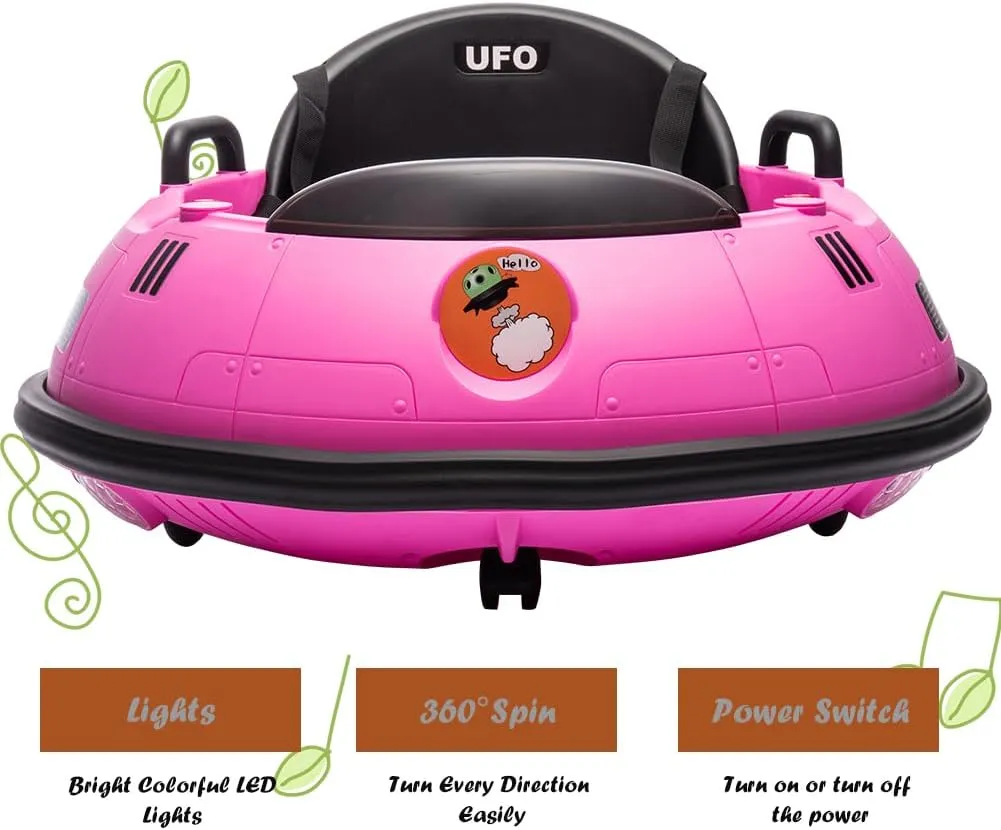 12V Bumper Car with Remote Control, Battery Powered Ride On Bumper Car, 360-Degree Spin, LED Lights, 3 Speed Modes, Safety Belt & Dual Joysticks, Ride On Car for Toddlers Kids