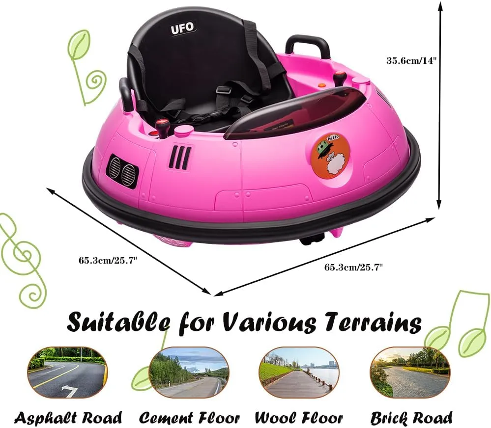 12V Bumper Car with Remote Control, Battery Powered Ride On Bumper Car, 360-Degree Spin, LED Lights, 3 Speed Modes, Safety Belt & Dual Joysticks, Ride On Car for Toddlers Kids