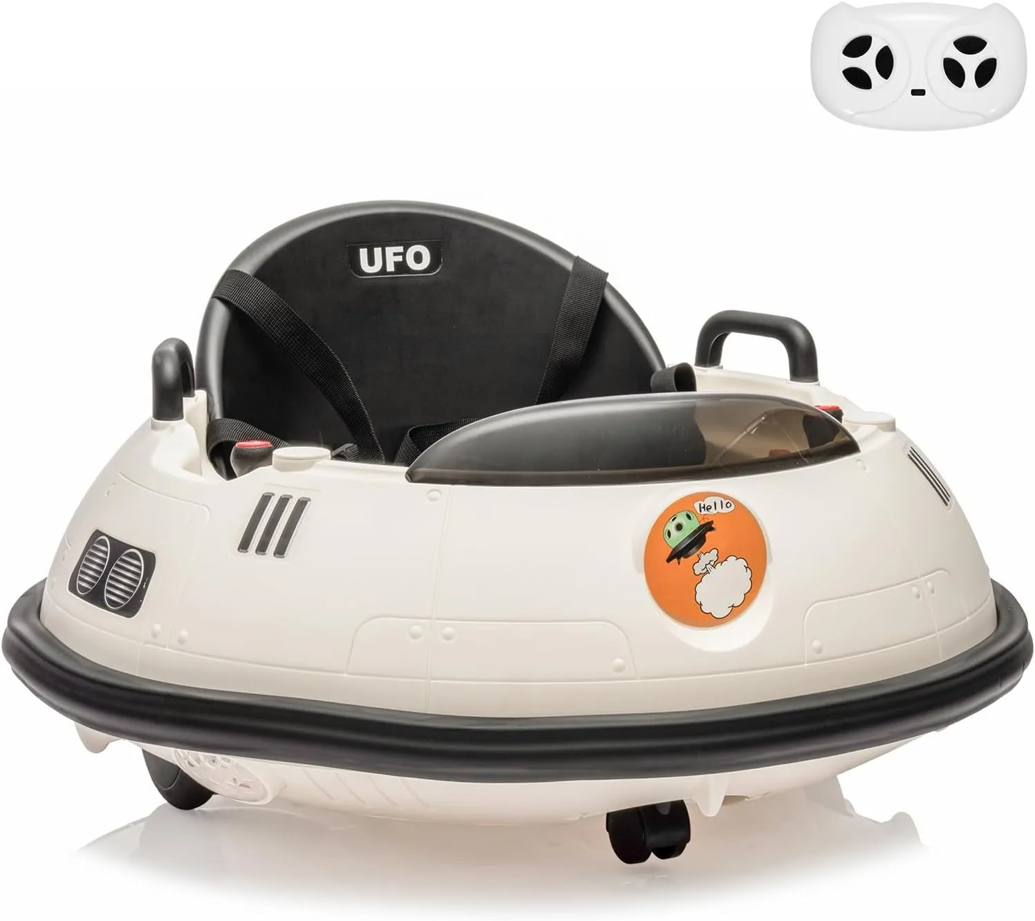 12V Electric Ride on Bumper Car for Toddlers, Kids Bumper Car with Remote Control, 360 Degree Spin, 3 Speed, LED Lights, Dual Joysticks, Safety Belt for 18  Months Kids, White