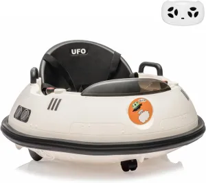 12V Electric Ride on Bumper Car for Toddlers, Kids Bumper Car with Remote Control, 360 Degree Spin, 3 Speed, LED Lights, Dual Joysticks, Safety Belt for 18  Months Kids, White