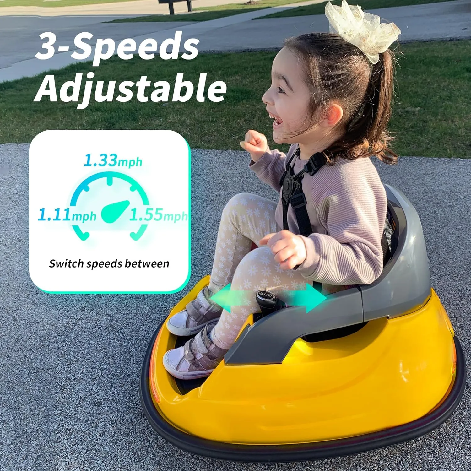 12V Kids Bumper Car, Electric Baby Bumper Car for Toddlers with Remote Control, 3 Speeds - Yellow