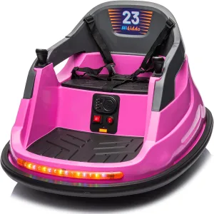 12V Kids Electric Bumper Car, Baby Bumper Car for Toddlers w/Remote Control, 360° Spinning - Rose Pink