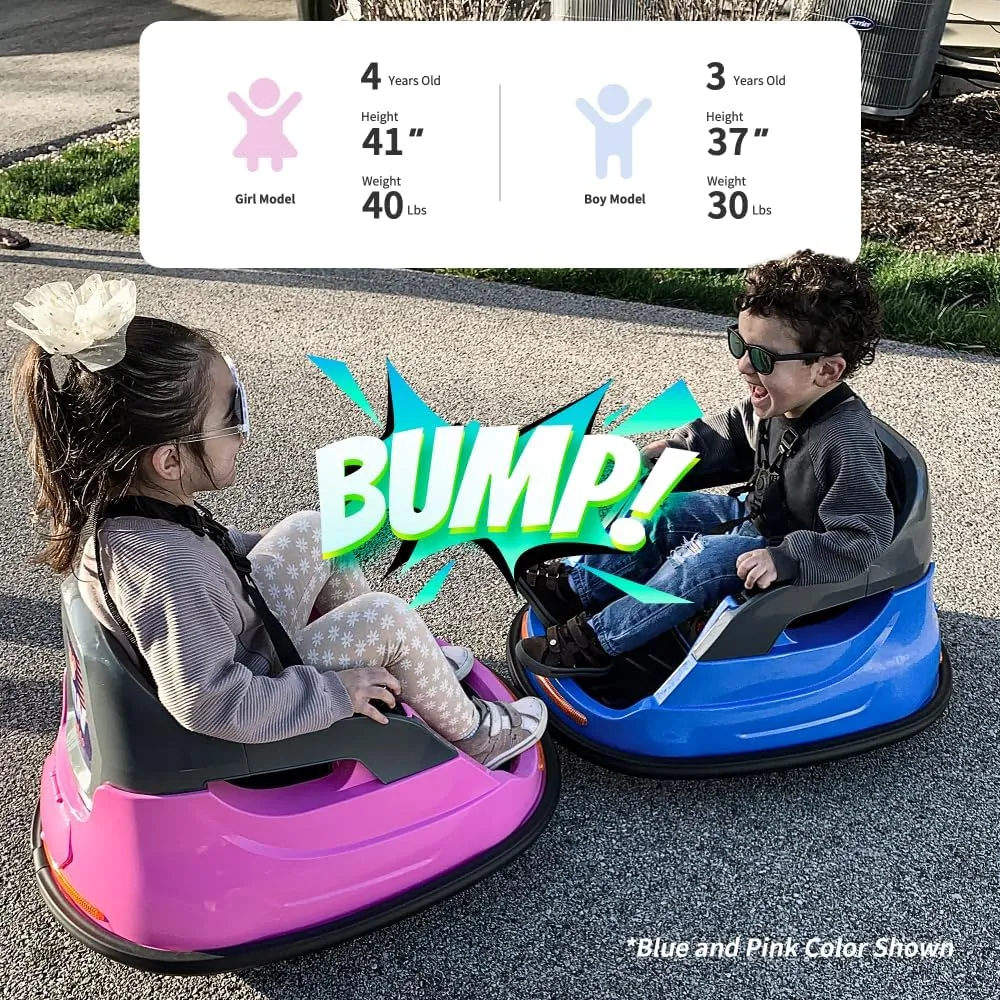 12V Kids Electric Bumper Car, Baby Bumper Car for Toddlers w/Remote Control, 360° Spinning - Rose Pink