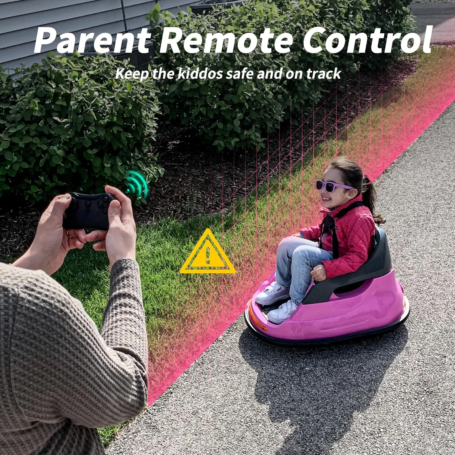 12V Kids Electric Bumper Car, Baby Bumper Car for Toddlers w/Remote Control, 360° Spinning - Rose Pink