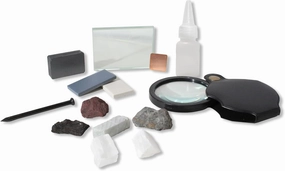 13pc Mineral ID Kit w/Hand Lens, Streak Plate, Magnet & Minerals (Talc/Coal/Calcite) - Hardness/Streak/Acid/Magnetism Tests for Geology Classrooms & Field Analysis