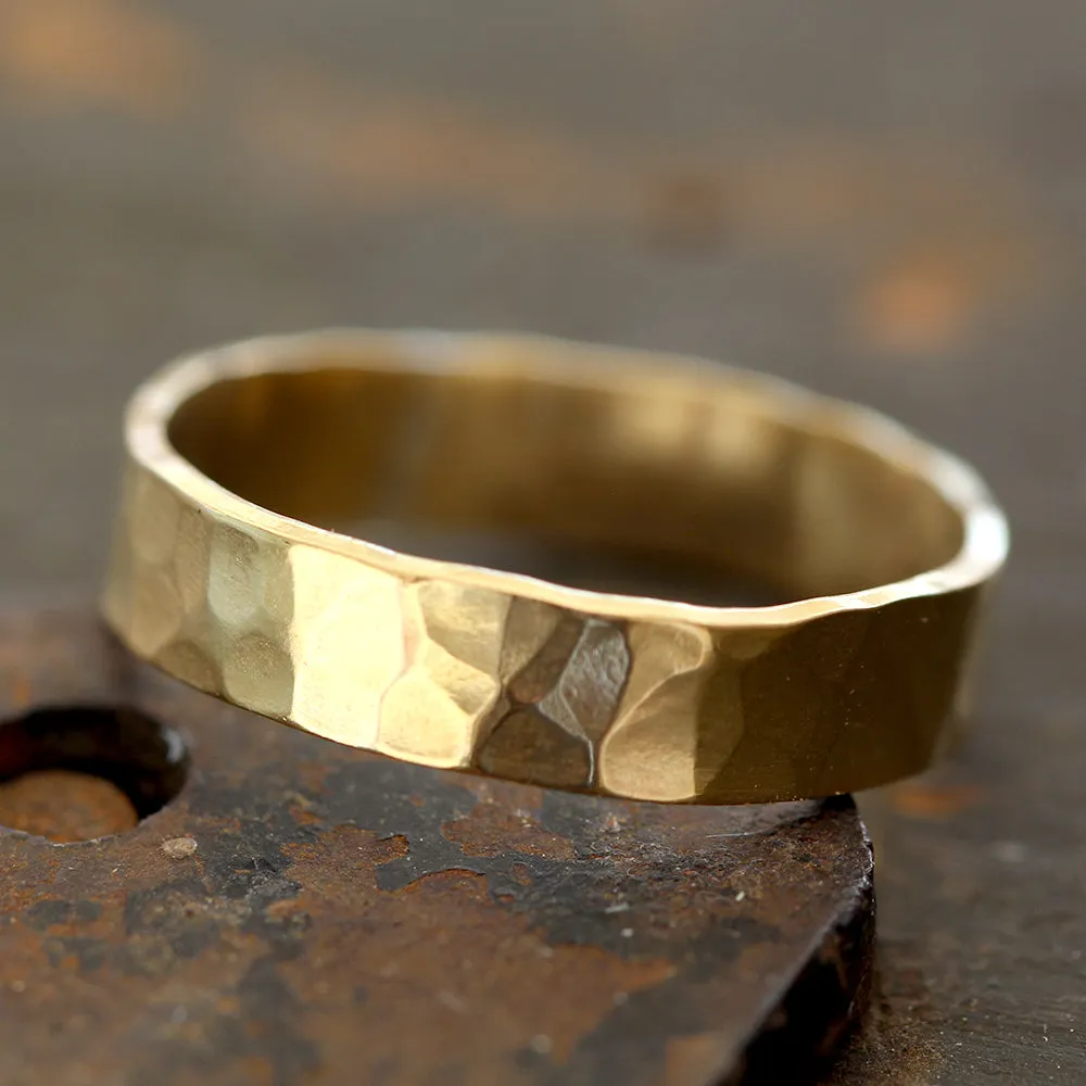 14k Gold Hammered Ring