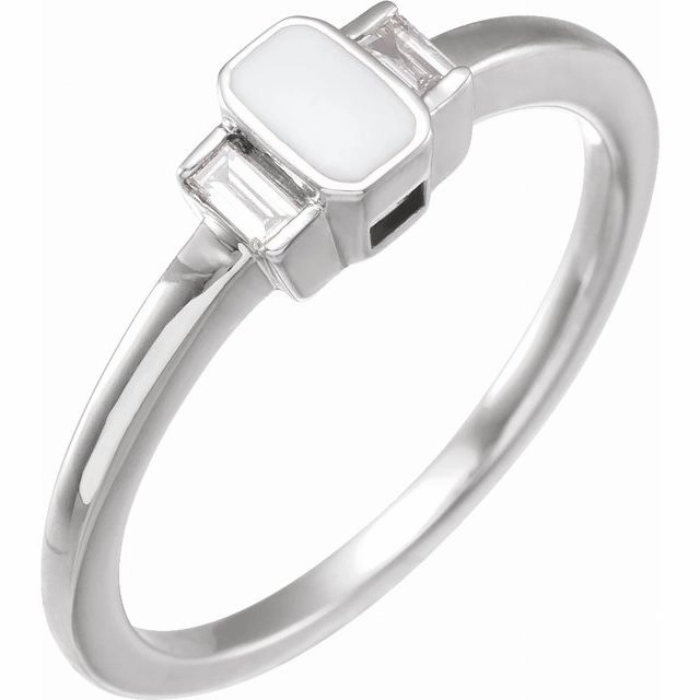 14K Gold .08 CTW Natural Diamond & Enamel Ring