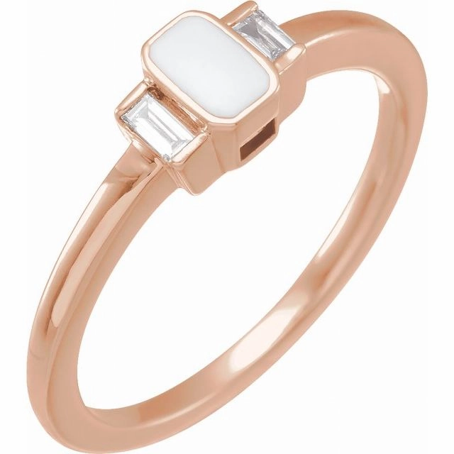 14K Gold .08 CTW Natural Diamond & Enamel Ring
