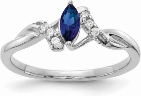 14K White Gold Diamond and Sapphire Ring