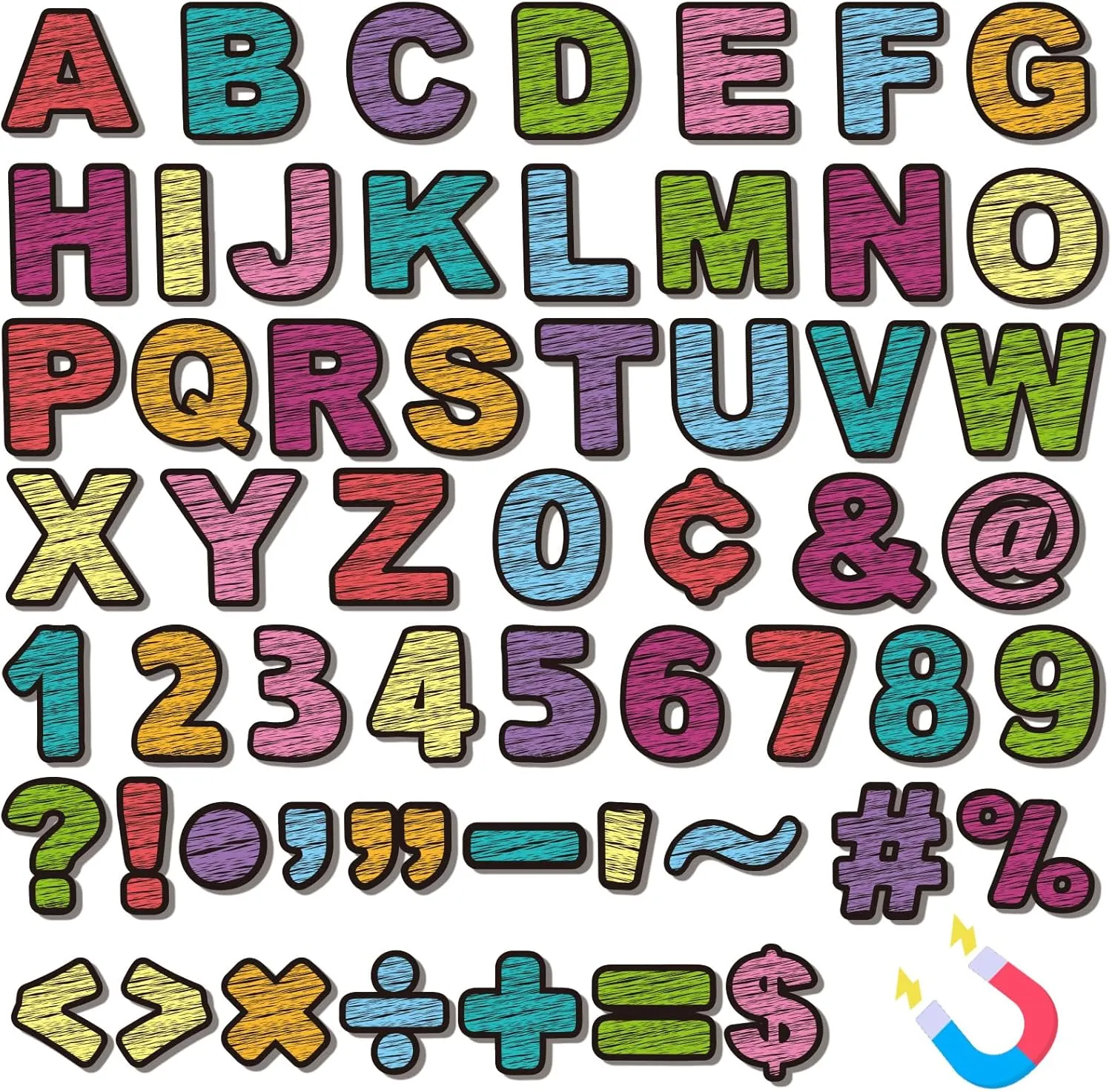 152 Pcs Magnetic Letters and Numbers Set 2'' Fridge Magnetic Alphabet Letters Kit for Toddlers Kids Whiteboard Classroom Educational Tool Home Learning(Chalkboard Brights)