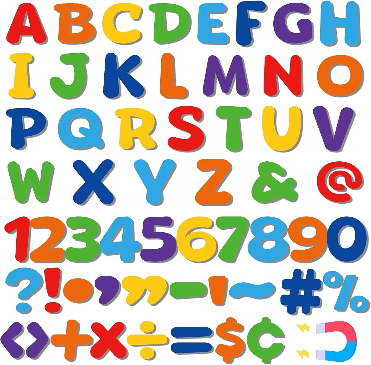 152 Pcs Magnetic Letters and Numbers Set 2'' Fridge Magnetic Alphabet Letters Kit for Toddlers Kids Whiteboard Classroom Educational Tool Home Learning(Rainbow)