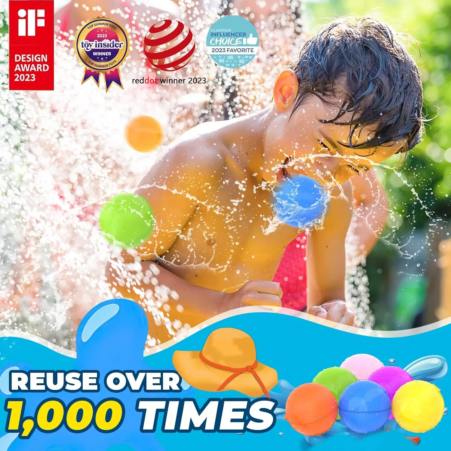 16PCS Magnetic Reusable Water Balloons for Kids Outdoor Activities, Refillable Latex-free Pool Beach Bath Toys, Self Sealing Water Bombs Splash Balls Quick Fill for Summer Games