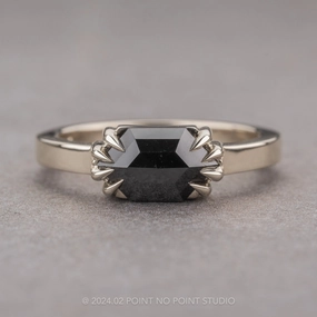 1.02 Carat Black Hexagon Diamond Engagement Ring, Jane Setting, 14K White Gold
