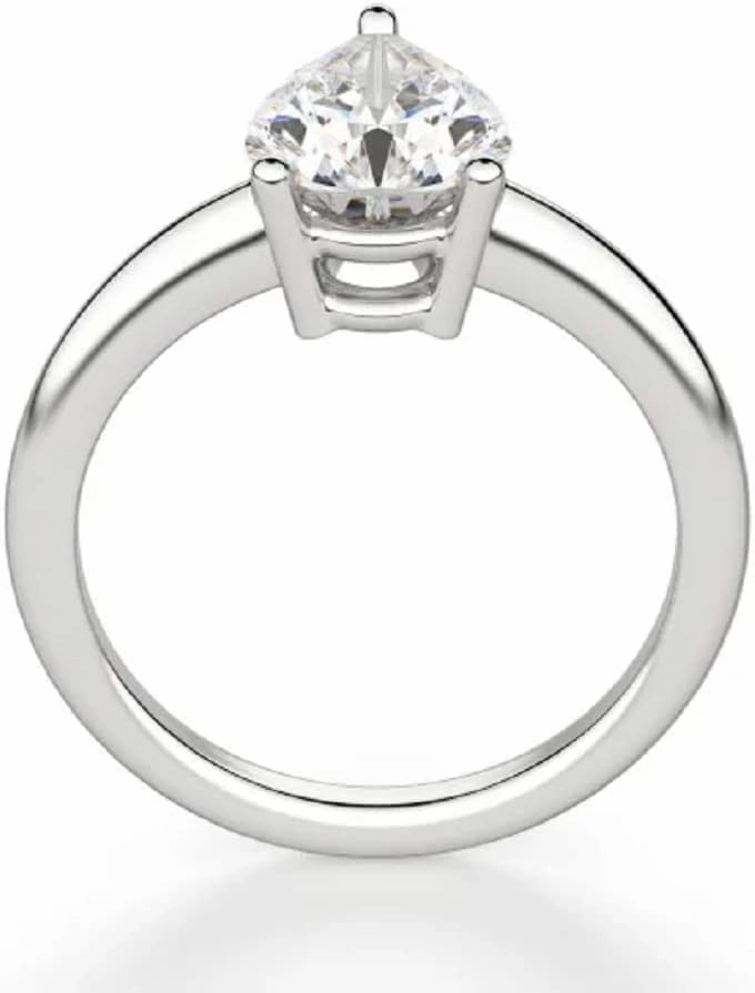 1.0 CT Pear Excellent Cut Moissanite Hidden Halo Pave Basket Solitaire Engagement Ring In Silver 925 For Woman,Colorless-VVS1