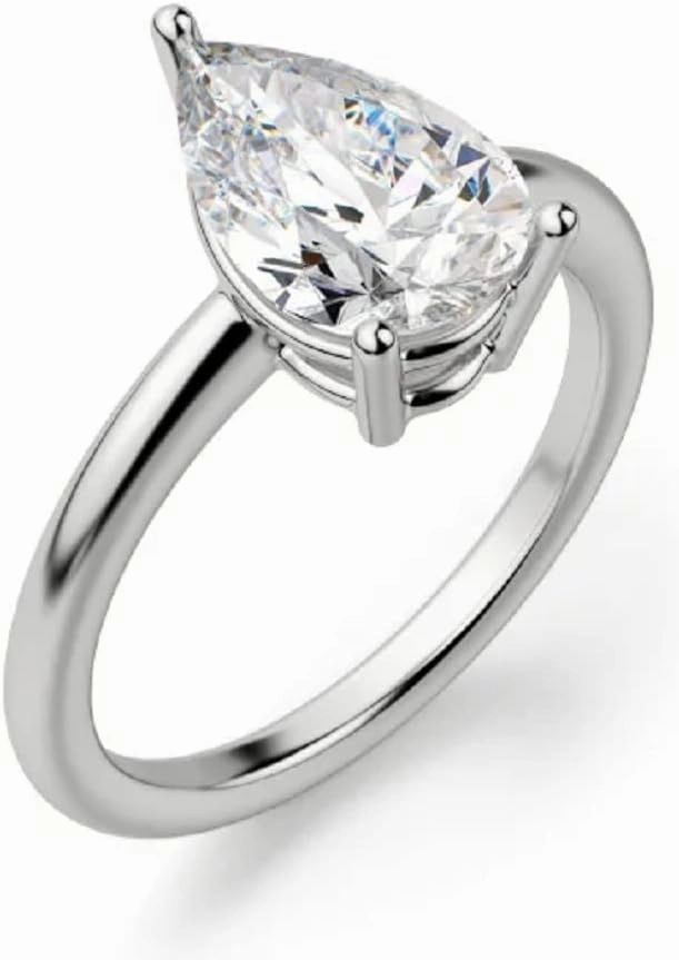 1.0 CT Pear Excellent Cut Moissanite Hidden Halo Pave Basket Solitaire Engagement Ring In Silver 925 For Woman,Colorless-VVS1
