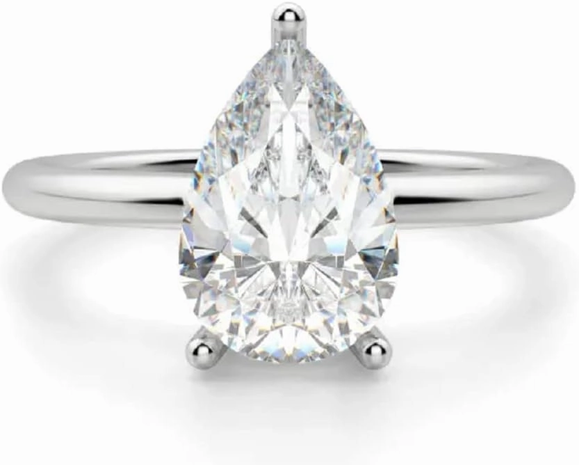 1.0 CT Pear Excellent Cut Moissanite Hidden Halo Pave Basket Solitaire Engagement Ring In Silver 925 For Woman,Colorless-VVS1