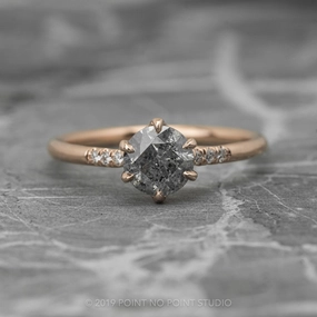 1.12 Carat Salt and Pepper Round Diamond Engagement Ring, Madeline Setting, 14K Rose Gold