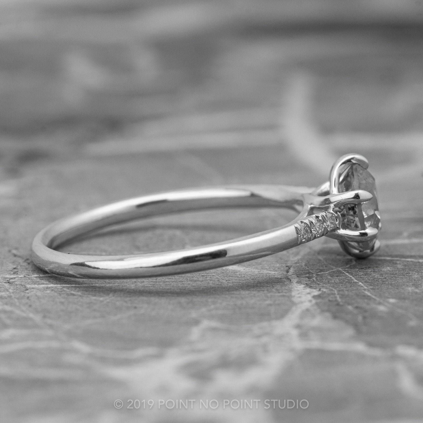 1.12 Carat Salt and Pepper Round Diamond Engagement Ring, Madeline Setting, 14K White Gold