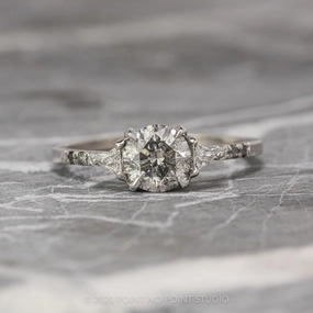 1.15 Carat Salt and Pepper Round Diamond Engagement Ring, Ombre Eliza Setting, 14K White Gold
