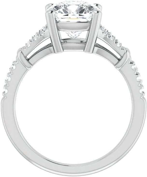 1.1Carat -6.0mm Cushion Moissanite Cathedral Engagement Ring With Natural diamond In14k Gold For Women,D-VVS1