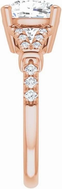 1.1Carat -6.0mm Cushion Moissanite Cathedral Engagement Ring With Natural diamond In14k Gold For Women,D-VVS1